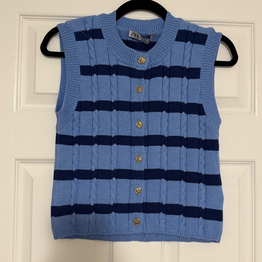 NWT Zara Striped Woven Knit Top - Picture 5 of 8